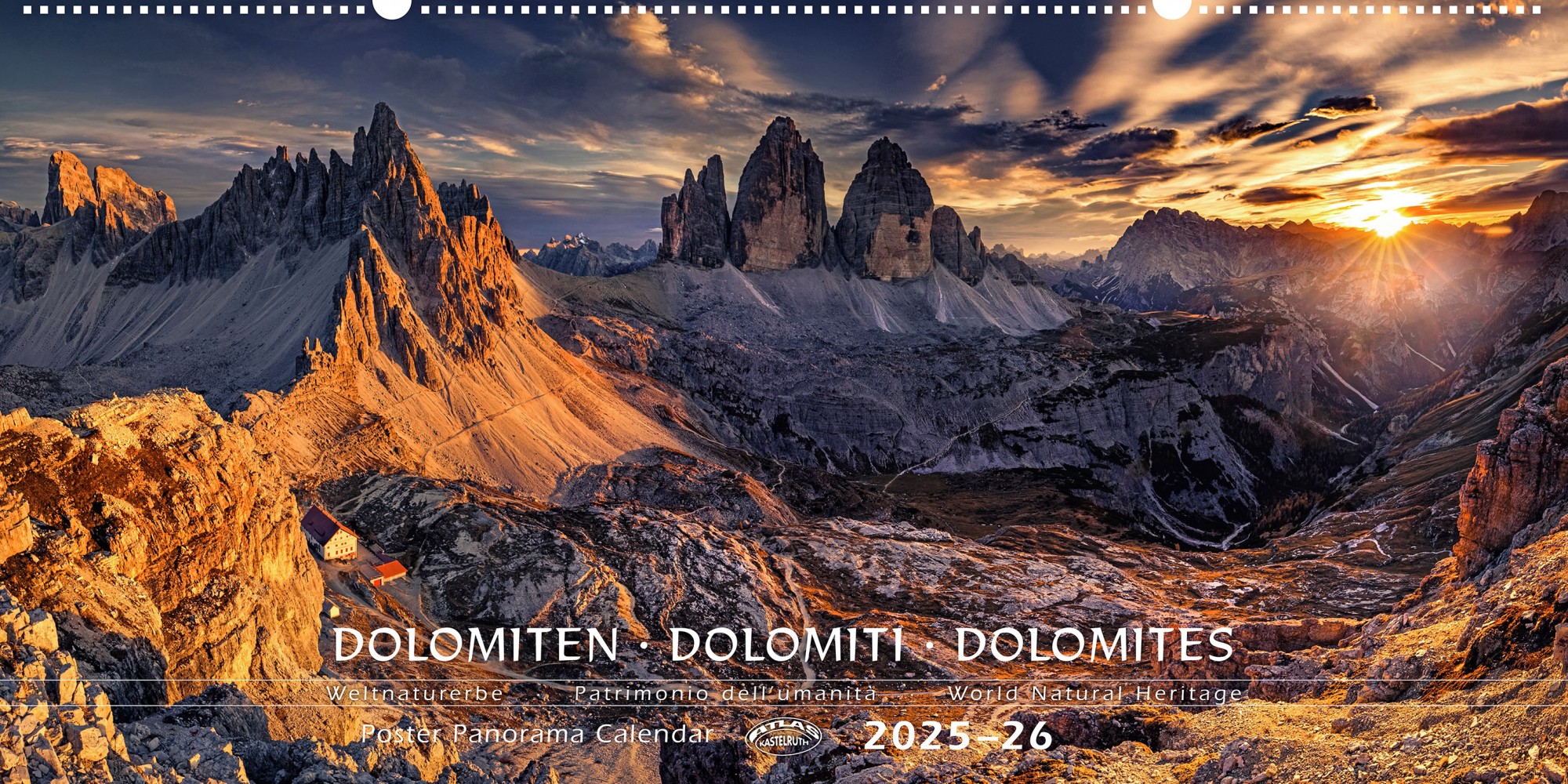 Panoramic calendar DOLOMITES 202526 80 x 40 cm (landscape format