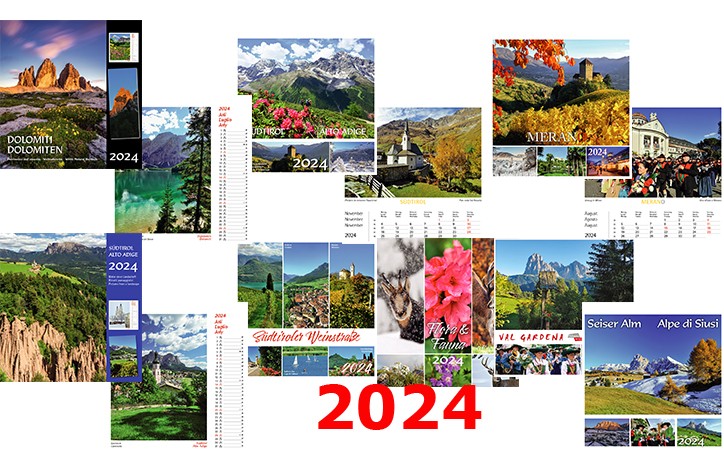 Calendario da parete Dolomiti 2024 30 x 48 cm (formato verticale) Atlas  casa editrice / negozio Castelrotto